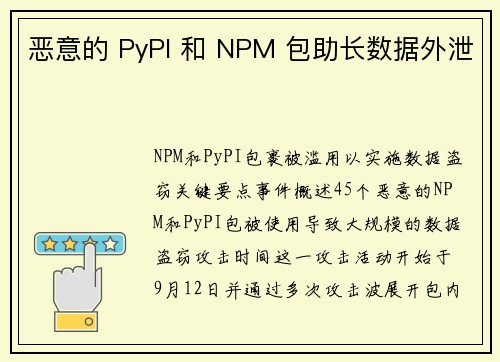 恶意的 PyPI 和 NPM 包助长数据外泄 